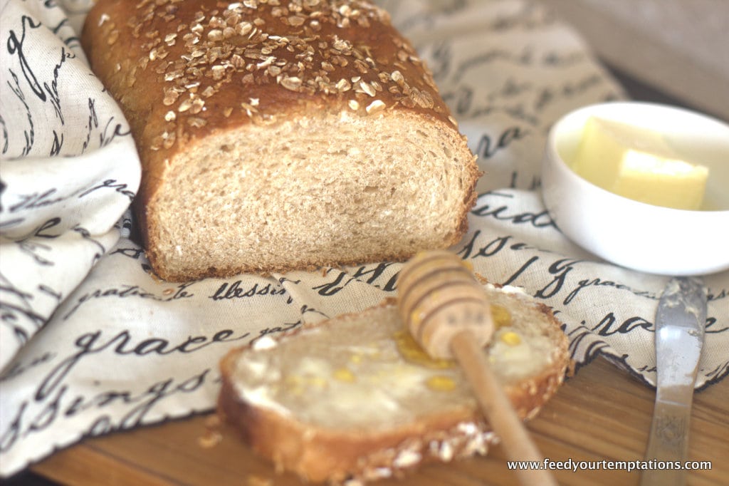 Honey Wheat Bread Recipe with Oats - Of Batter and Dough