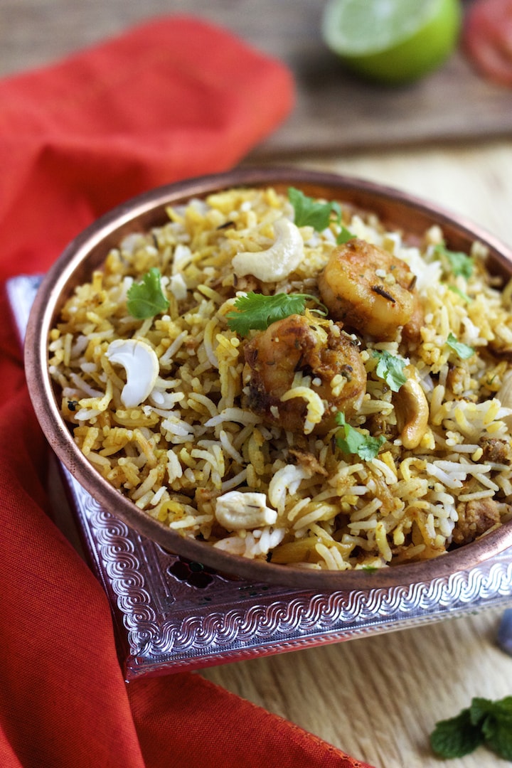 biryani, shrimp biryani recipe, chicken biryani, chicken recipes, shrimp biryani recipes, prawns recipe, prawns biryani recipe, biyiyani recipe, one pot meal