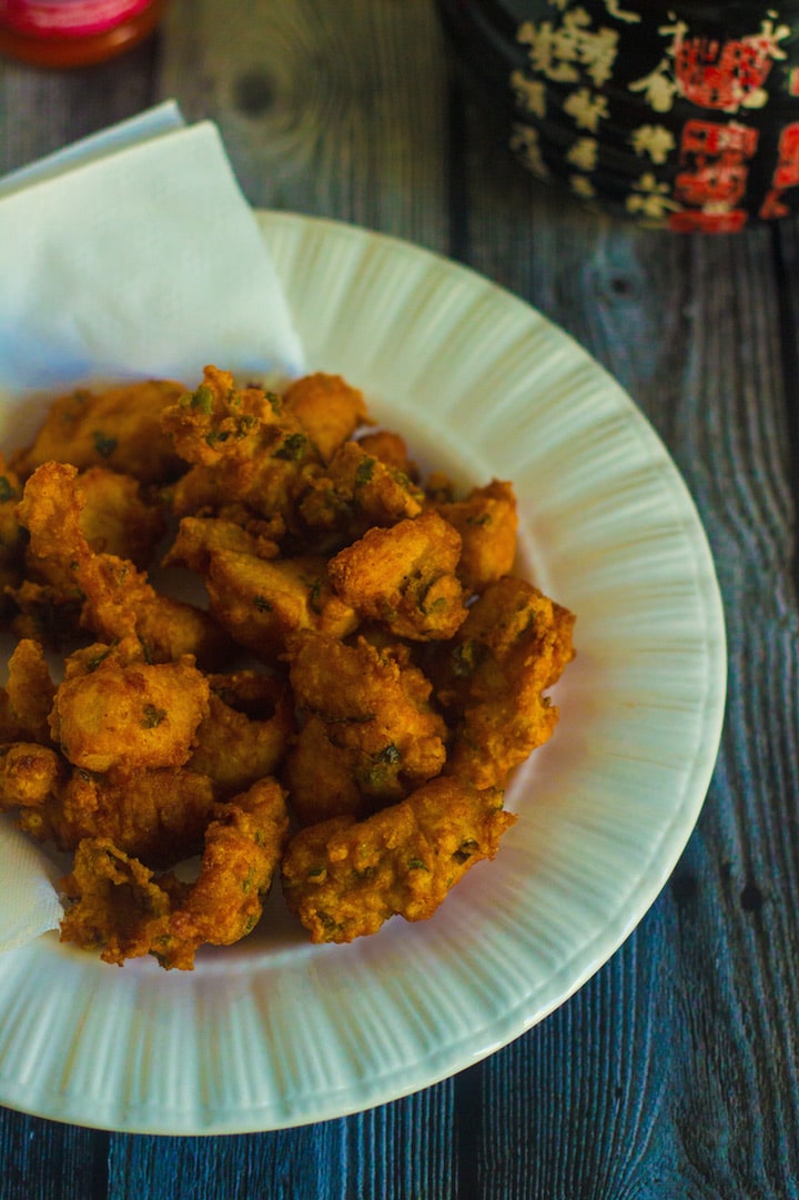 chicken pakoda, chicken pakoda with gram flour, fritters