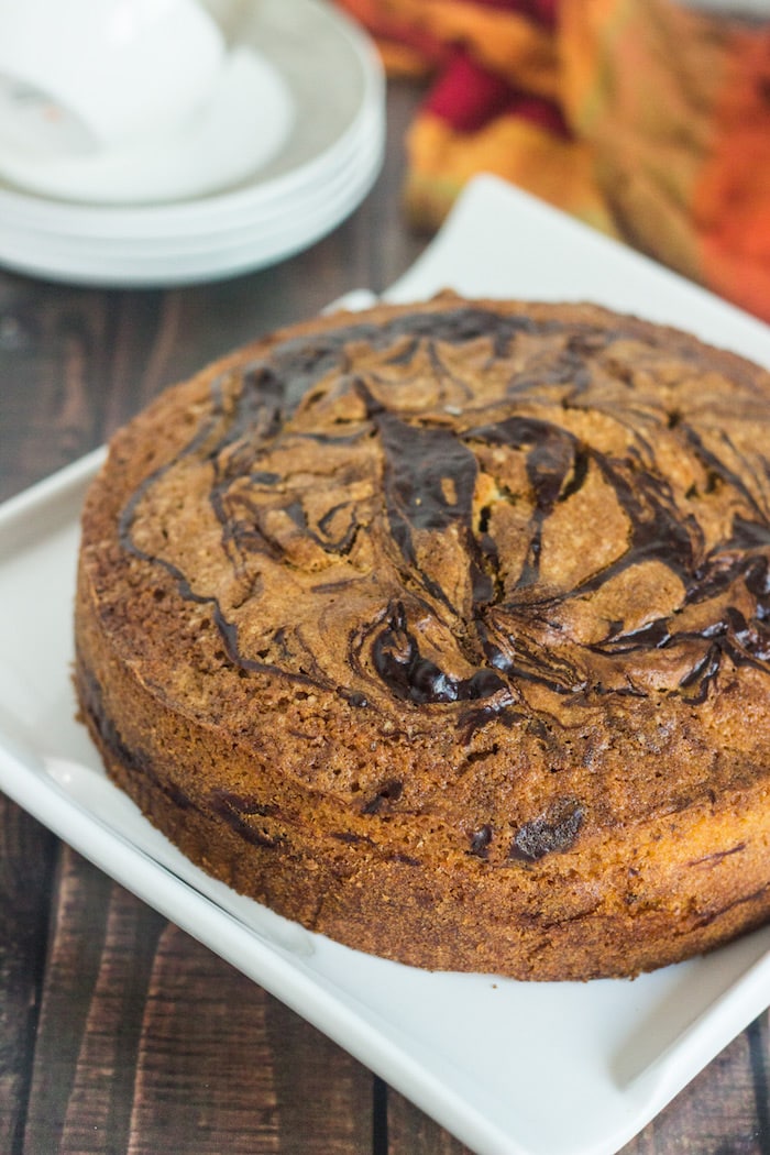 Basic Eggless Chocolate Tea Cake with Dark Chocolate Chips